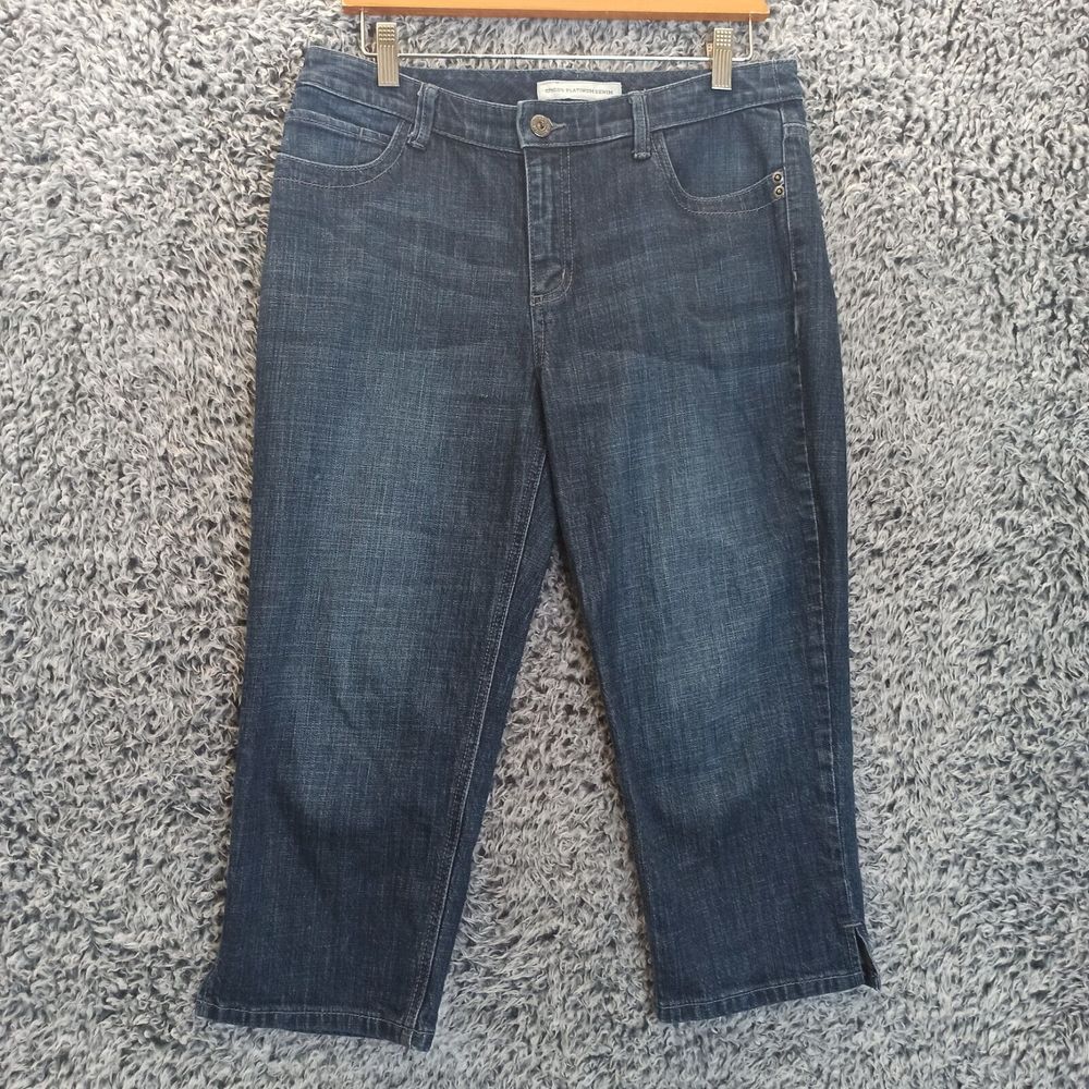 Chico's 1 Platinum Capri Jeans Women 8 Blue Ultimate Fit Slim Leg Denim